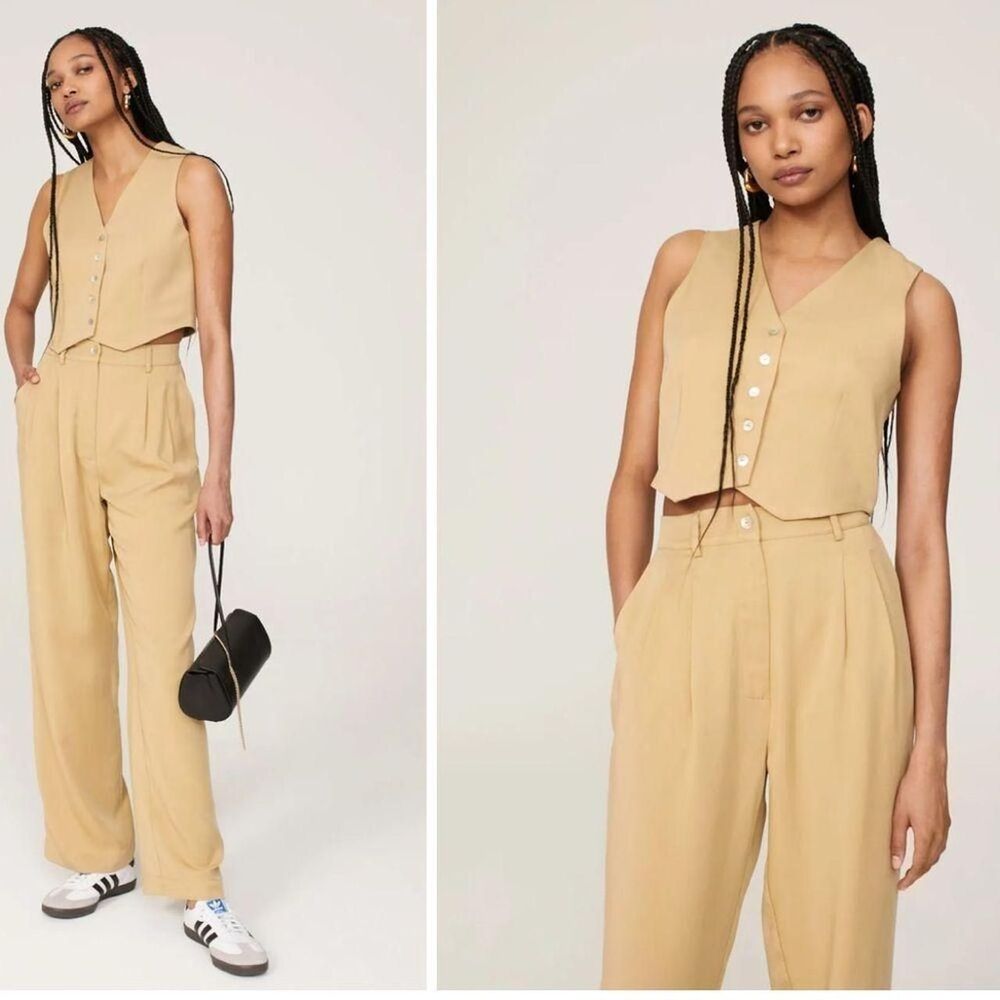 DONNI. Sand Twill Crop Vest